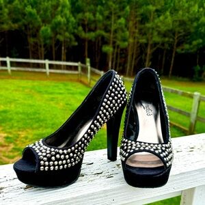 Candies peep toe platform studded heel